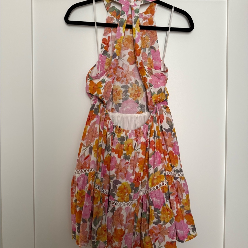 Petal & Pup Floral Halter Dress - Pink, Orange, Yellow - Picture 2 of 4